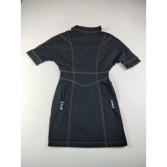Chicways Denim Dress Women's Small Classiccore Minimalist Retro Basic  Full‎ Zip - Picture 2 of 9